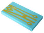 87079pb1093 - Tile 2 x 4 with Bright Light Orange Lines and Oval Symbols Pattern (Sticker) - Set 41232