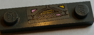 92593pb031 - Plate, Modified 1 x 4 with 2 Studs without Groove with Control Panel with Bright Pink and Yellow Lights Pattern (Sticker) - Set 7930