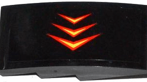 93606pb010L - Slope, Curved 4 x 2 with 3 Red and Yellow Arrows Pattern Model Left Side (Sticker) - Set 76000