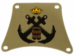 103822 - Cloth Sail 14 x 10 with Black Crossed Anchors, Yellow Crown and Reddish Brown Barrel Pattern
