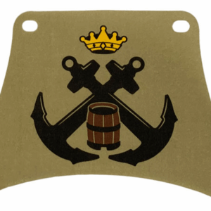 103822 - Cloth Sail 14 x 10 with Black Crossed Anchors, Yellow Crown and Reddish Brown Barrel Pattern
