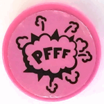 14769pb635 - Tile, Round 2 x 2 with Bottom Stud Holder with Black 'PFFF', Starburst Explosion and Smoke Cloud Pattern (Sticker) - Set 41236