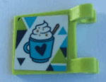 2335pb224 - Flag 2 x 2 Square with Mug of Hot Chocolate with Heart and Dark Blue, Lime and Medium Azure Triangles Pattern (Sticker) - set 41319