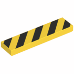 2431p52 - Tile 1 x 4 with Black and Yellow Danger Stripes (Black Corners) Pattern