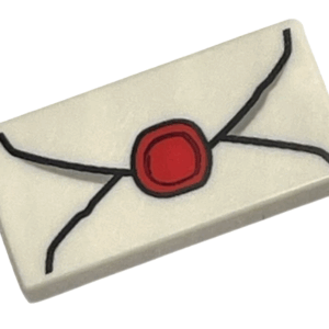 3069pb0779 - Tile 1 x 2 with Envelope with Red Wax Seal and Light Bluish Gray Highlights Pattern