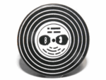 4150pb109 - Tile, Round 2 x 2 with Vinyl Record with Black Heads with Glasses Pattern