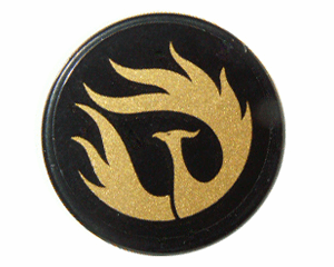 4150pb114 - Tile, Round 2 x 2 with Gold Phoenix Pattern (Sticker) - Set 9448