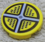 4150pb156 - Tile, Round 2 x 2 with Gray Cross and Black Points Pattern (Sticker) - Set 5973