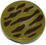 4150pb166 - Tile, Round 2 x 2 with Dark Tan Tiger Stripes Pattern (Sticker) - Set 79008