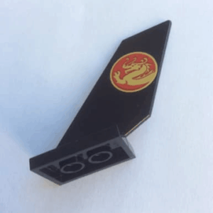 6239pb099 - Tail Shuttle with Gold Dragon on Red Background Pattern on Both Sides (Stickers) - Set 70650