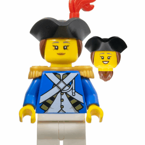pi194 - Imperial Soldier IV - Officer, Female, Black Tricorne, Reddish Brown Hair, Red Plume, Pearl Gold Epaulettes
