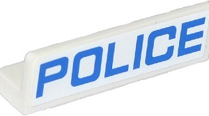 30413pb044 - Panel 1 x 4 x 1 with Blue 'POLICE' Thin Font Pattern (Sticker) - Sets 60047 / 60049
