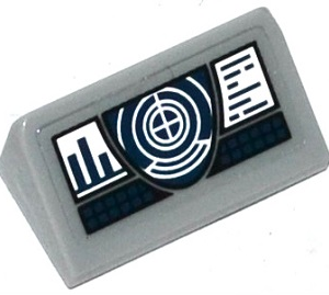 85984pb060 - Slope 30 1 x 2 x 2/3 with White Target, Screens and Dark Blue Buttons Pattern (Sticker) - Set 76019