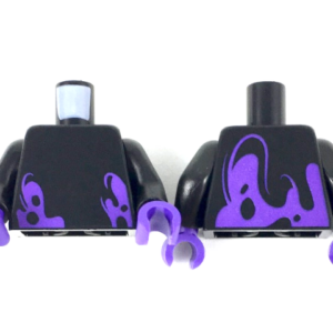 973pb3408c01 - Torso Ninjago Dark Purple Splotches Pattern / Black Arms / Dark Purple Hands