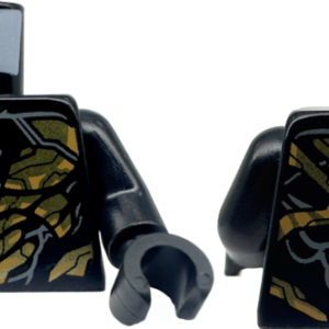 973pb5140c01 - Torso Armor with Gold Scales and Dark Bluish Gray Lines with Short End Lines and Tips at Neck Pattern / Black Arms / Black Hands