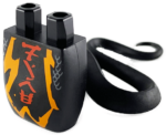 98140pb12 - Lower Body with Tail and Black Scales, Orange Highlight and Red Ninjago Logogram 'FIRE' Pattern
