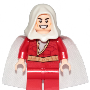 sh0592a - Shazam - White Hood, Shiny Starched Cape