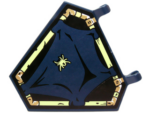 x1435pb017 - Flag 5 x 6 Hexagonal with Dark Blue Cloth Hung on Yellowish Green Frame and Spider Pattern (Sticker) - Set 70732