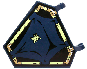 x1435pb017 - Flag 5 x 6 Hexagonal with Dark Blue Cloth Hung on Yellowish Green Frame and Spider Pattern (Sticker) - Set 70732