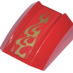 30602pb060 - Slope, Curved 2 x 2 Lip with Gold Flames Top Half Pattern (Sticker) - Set 70500