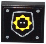 3068pb0838 - Tile 2 x 2 with Minifigure Head Badge and 4 Silver Rivets Pattern (Sticker) - Set 70808