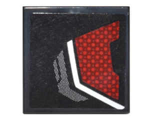 3068pb0961L - Tile 2 x 2 with Dark Red and Silver Body Armor Panel Pattern Model Left Side (Sticker) - Set 76051