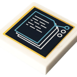 3068pb1948 - Tile 2 x 2 with Display Screen, Medium Azure and White Documents and Bright Light Orange Border Pattern (Sticker) - Set 41232