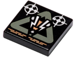 3068px7 - Tile 2 x 2 with Insectoid Logo in Dark Gray Triangle Pattern