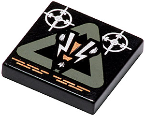 3068px7 - Tile 2 x 2 with Insectoid Logo in Dark Gray Triangle Pattern
