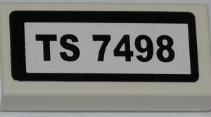 3069pb0218 - Tile 1 x 2 with 'TS 7498' Pattern (Sticker) - Set 7498
