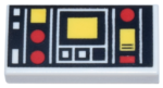 3069pb0785 - Tile 1 x 2 with Red and Yellow Controls and Two White Squares on Left Pattern