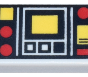 3069pb0785 - Tile 1 x 2 with Red and Yellow Controls and Two White Squares on Left Pattern