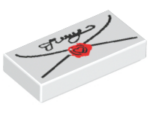 3069px40 - Tile 1 x 2 with Envelope with Red Wax Seal and Black Script Pattern