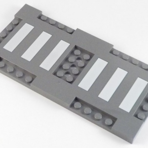 71772pb01 - Brick, Modified 8 x 16 x 2/3 with 1 x 4 and 2 x 4 Indentations with 6 White Stripes (Crosswalk) Pattern